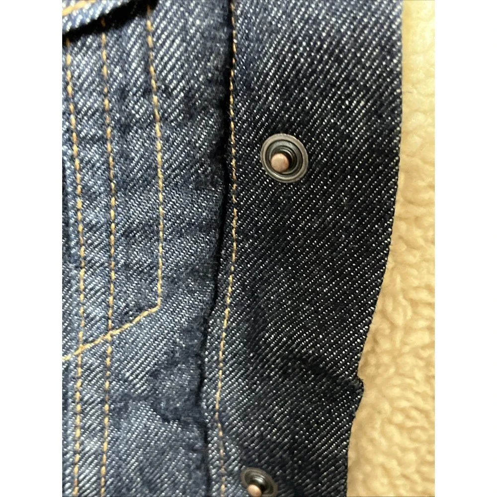 Gap Kids Sherpa Lined Collared Dark Wash Western Stitch Denim Jean Jacket‎ Large